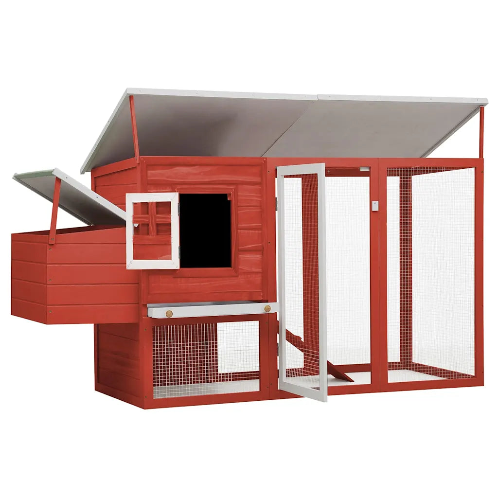 Pollaio in legno 202x75x98 cm con casetta di cova e rampa