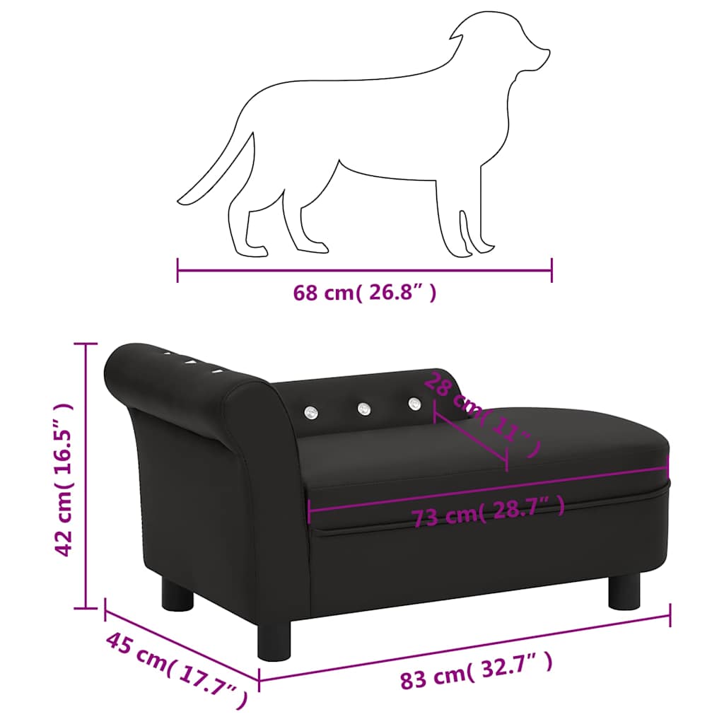 Divano per Cani Nero 83x45x42 cm in Similpelle