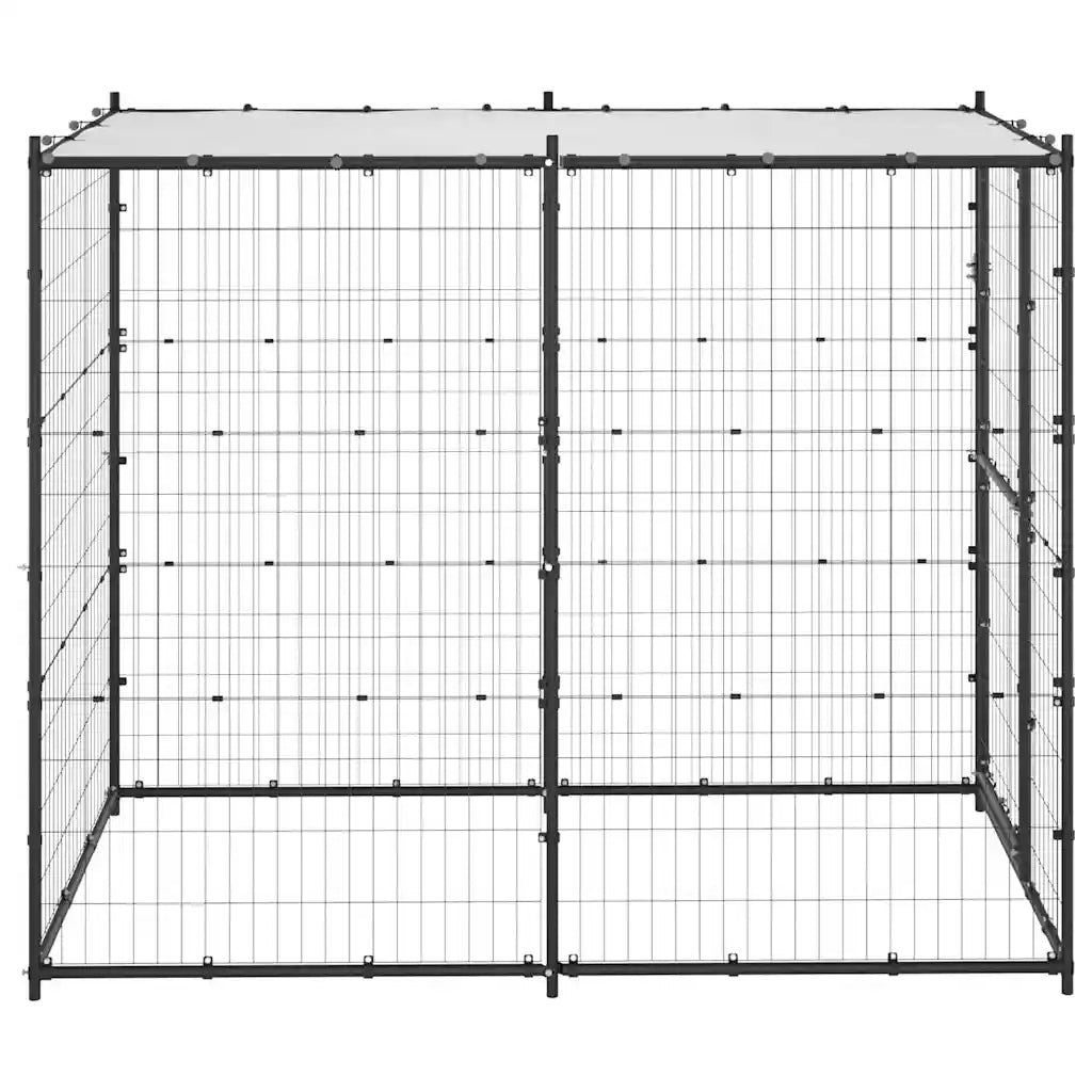 Gabbia per cani da esterno in acciaio con tetto 110x220x180 cm