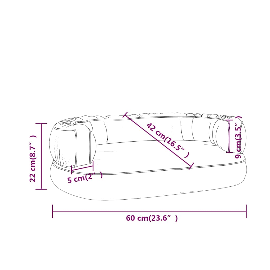 Letto Cani Ergonomico Gommapiuma Grigio 60x42 cm in Similpelle
