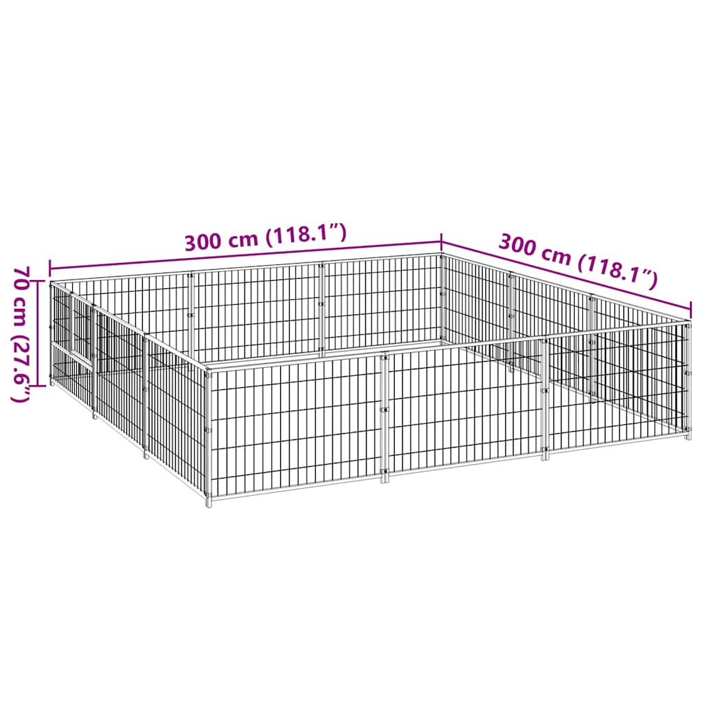 Gabbia per Cani 9 m² in Acciaio