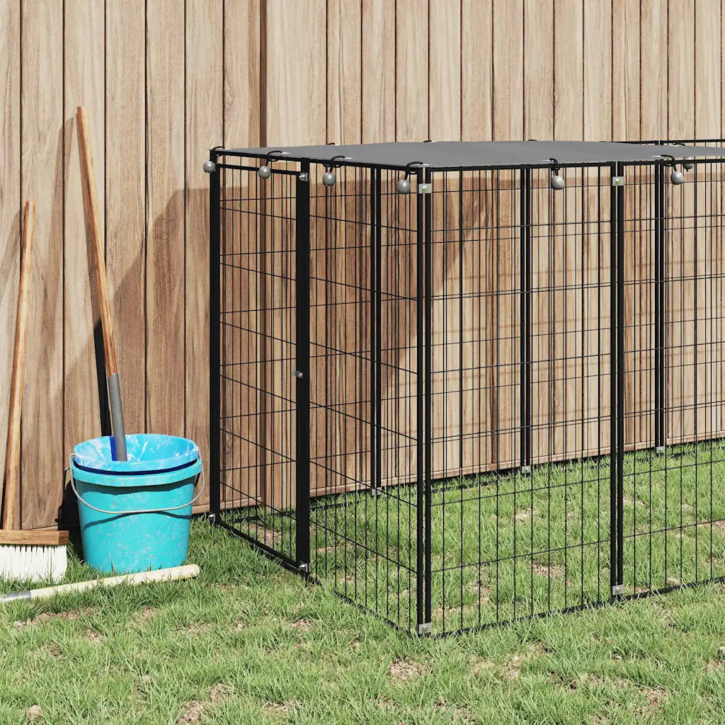 Gabbia per cani 440x110x110 cm in acciaio con tetto in polietilene