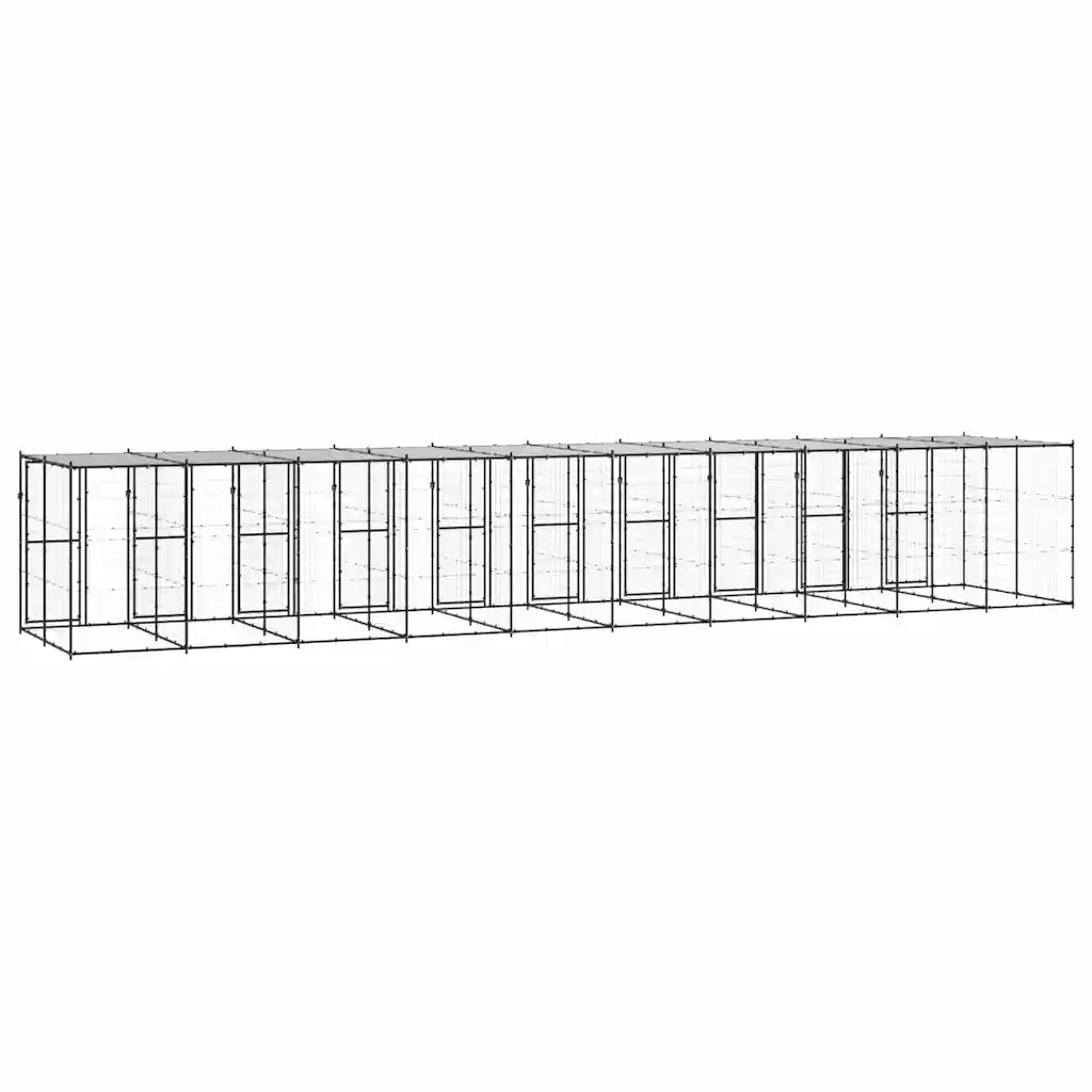 Gabbia per cani da esterno in acciaio zincato 1100x220x180 cm con tetto