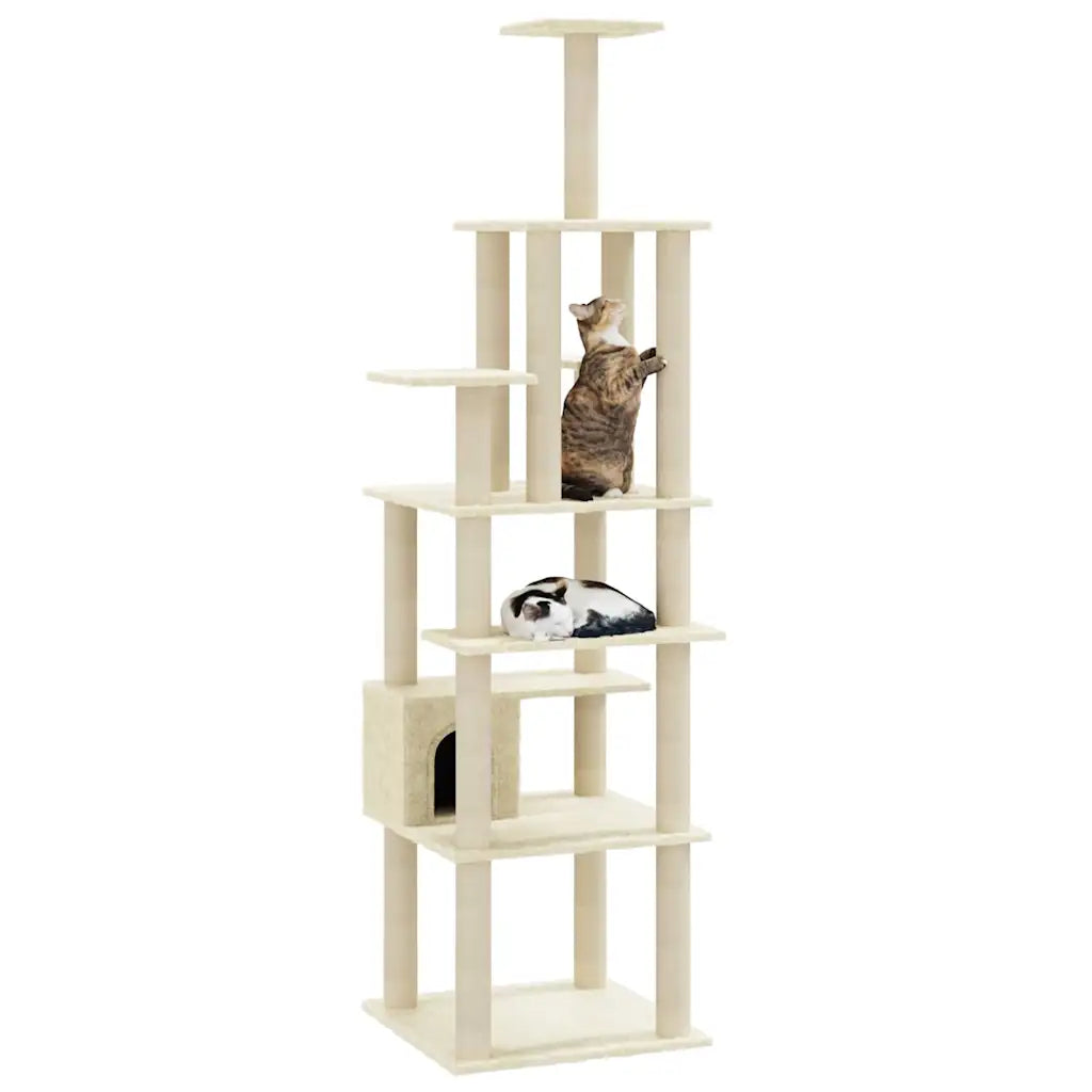 Albero per gatti con tiragraffi in sisal 74x74x183 cm
