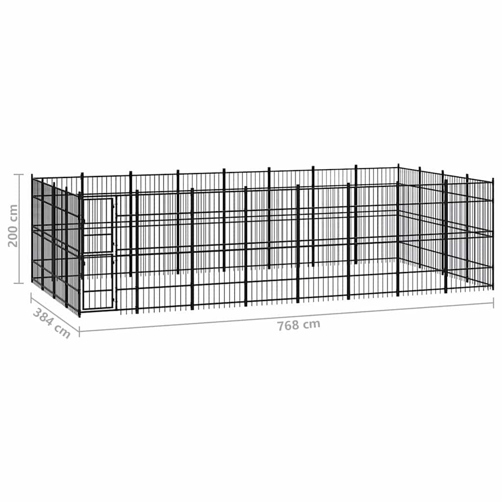 Gabbia per Cani da Esterno in Acciaio 29,49 m²