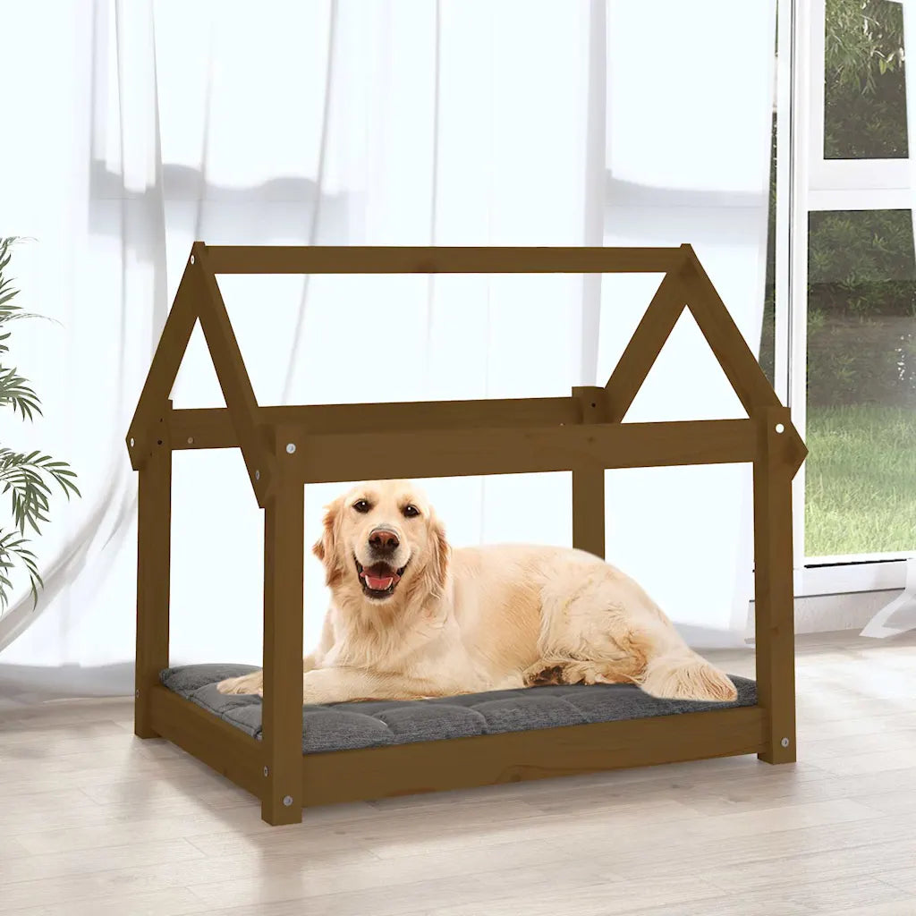 Cuccia per cani 81x60x70 cm in legno massello di pino
