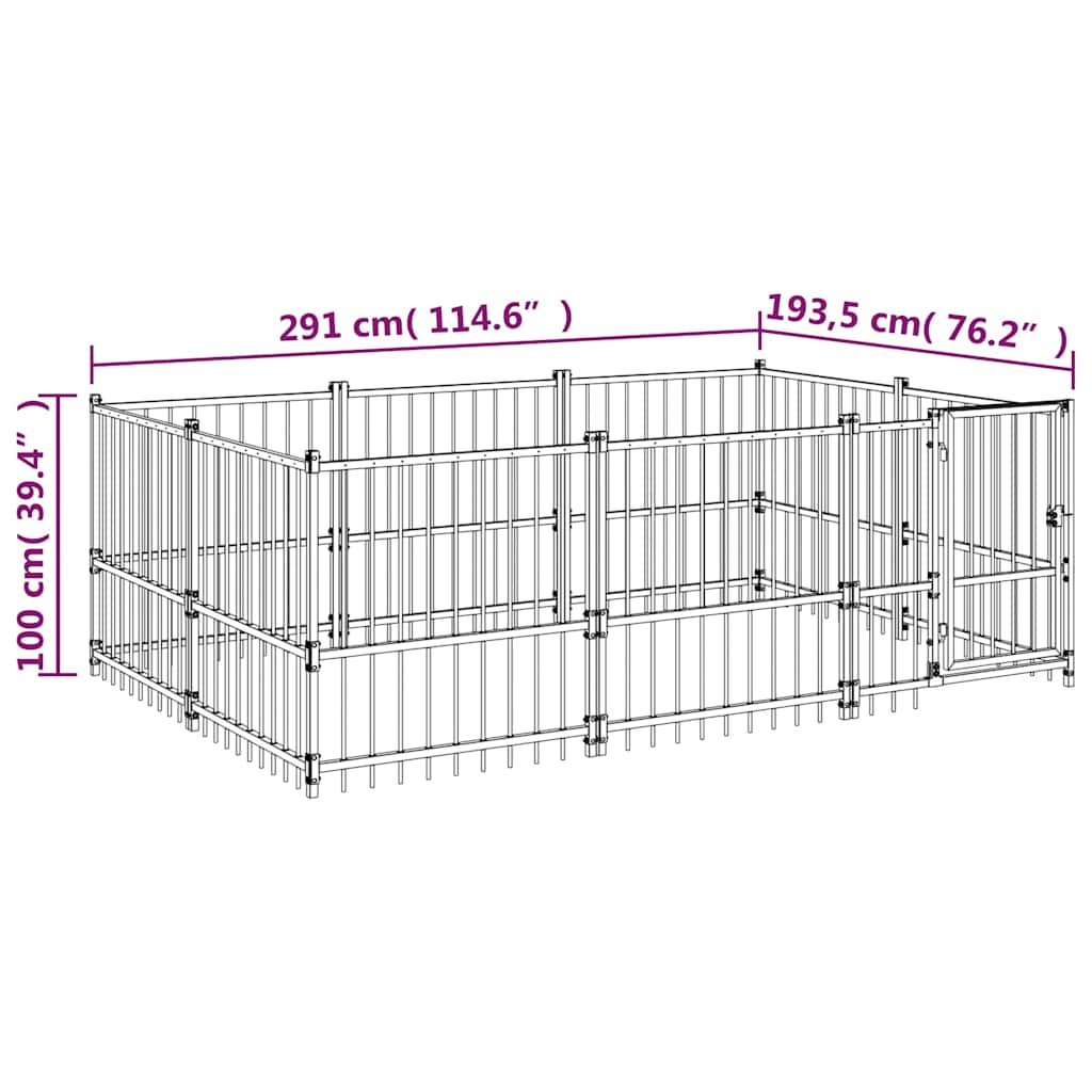 Gabbia per Cani da Esterno in Acciaio 5,63 m²