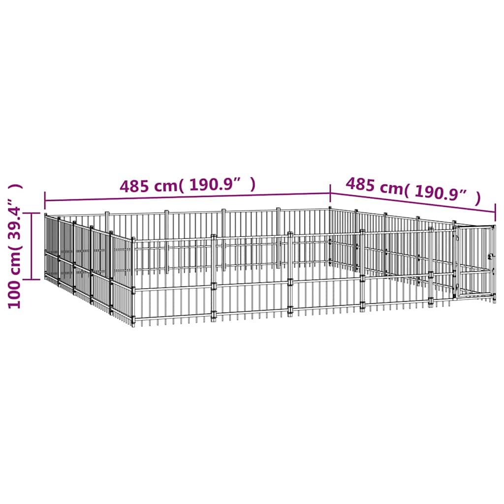 Gabbia per Cani da Esterno in Acciaio 23,52 m²