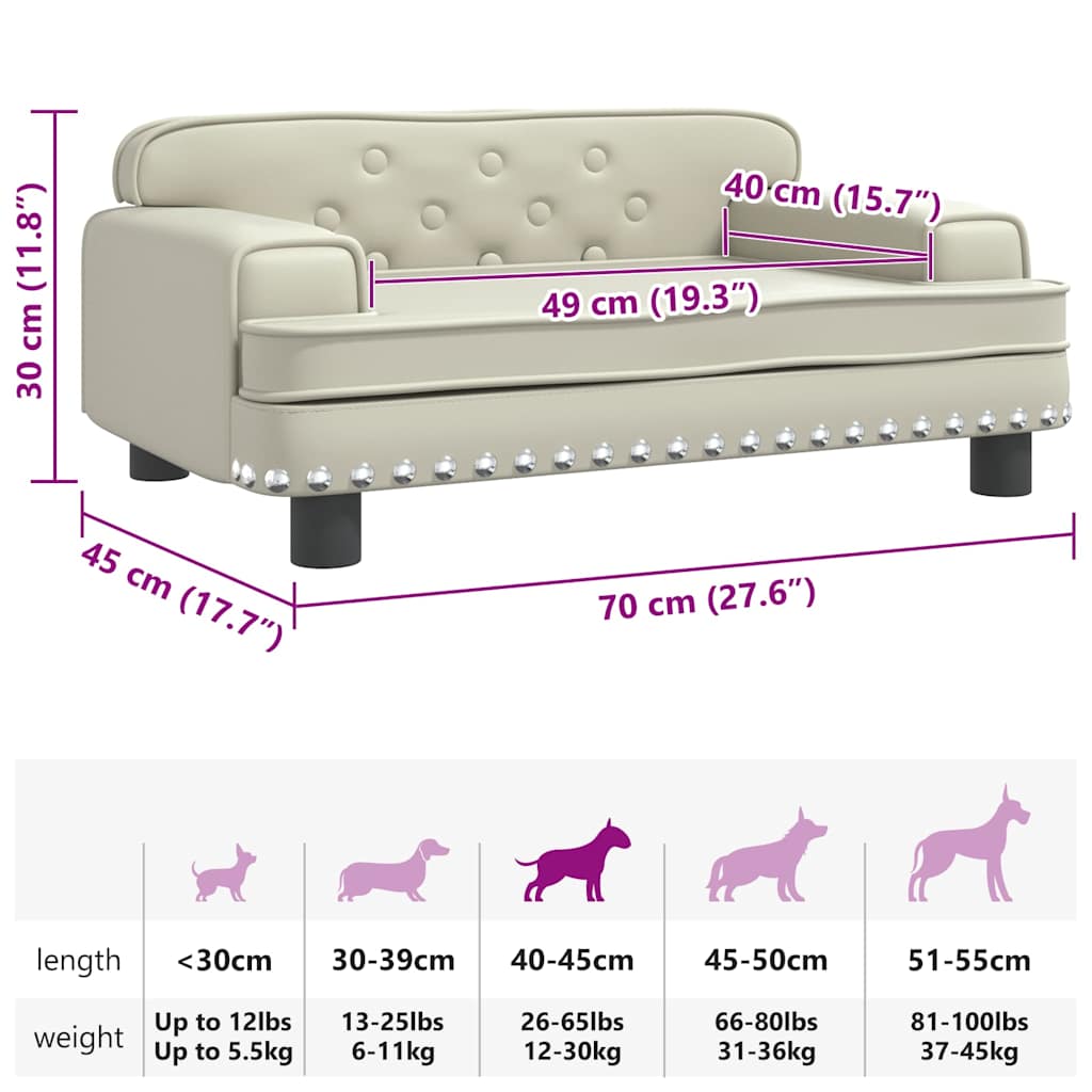 Lettino per Cani Crema 70x45x30 cm in Similpelle