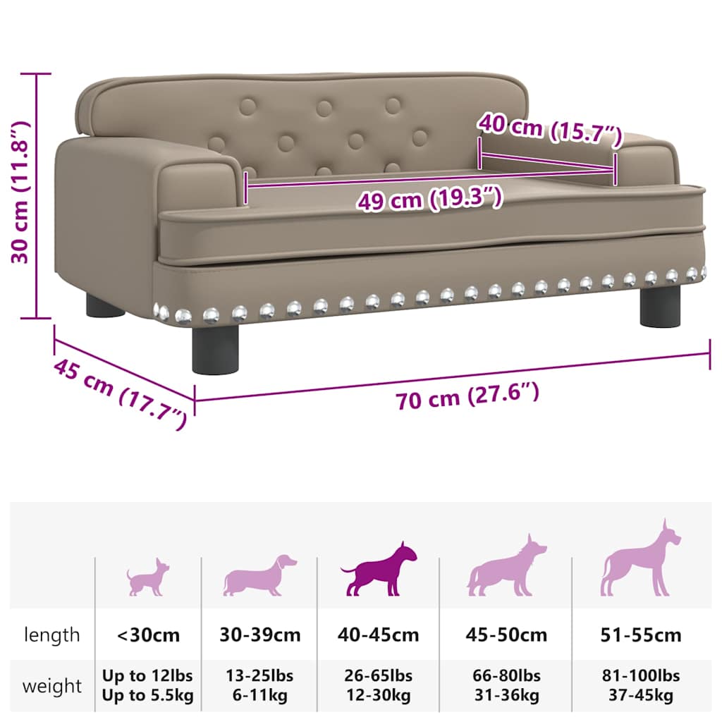 Lettino per Cani Cappuccino 70x45x30 cm in Similpelle