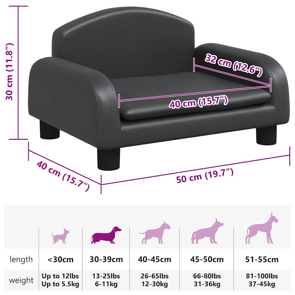 Lettino per Cani Nero 50x40x30 cm in Similpelle