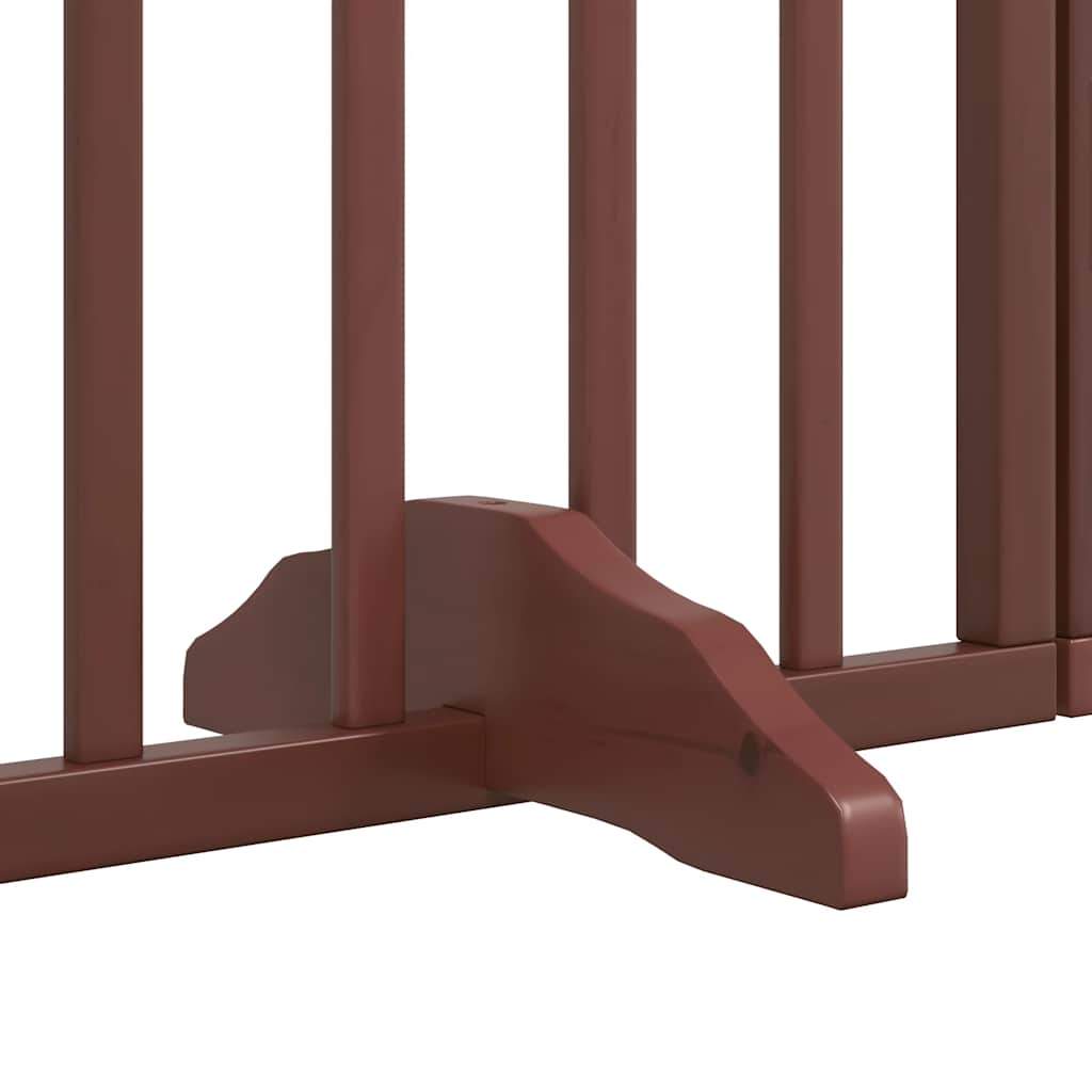 Cancelletto per cani con porta pieghevole 6 pannelli marrone 300 cm in legno di pioppo