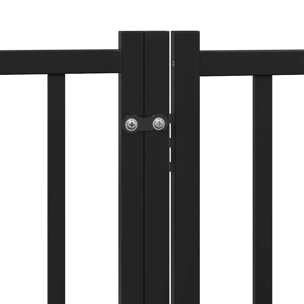 Cancello Cani Porta Pieghevole Nero 12 Pannelli 600 cm Pioppo