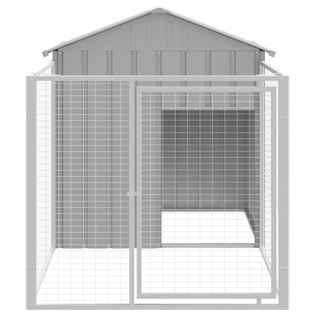 Casetta per cani con corsa 117x201x123 cm in acciaio zincato
