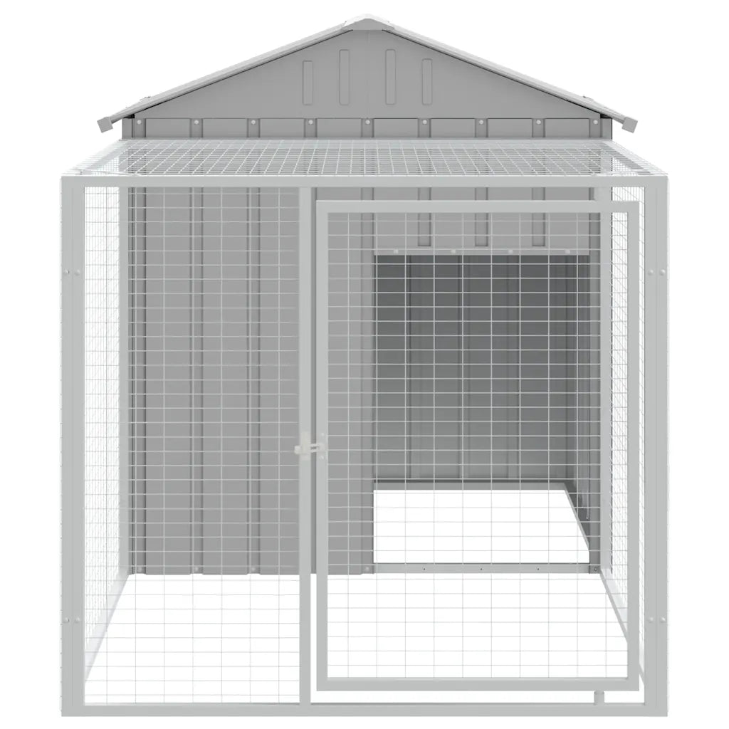 Gabbia per polli con recinto 117x201x123 cm in acciaio zincato