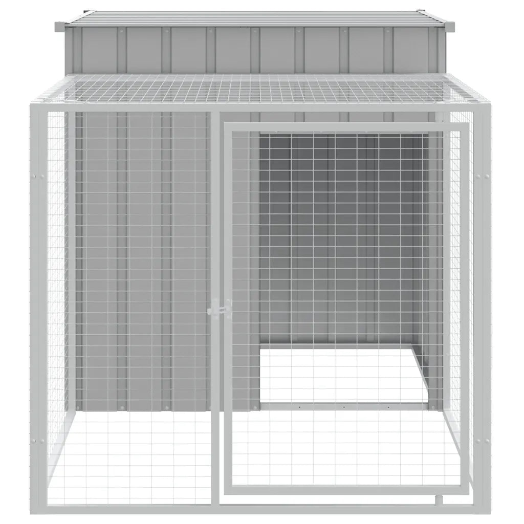 Gabbia per polli con recinto 110x201x110 cm in acciaio zincato