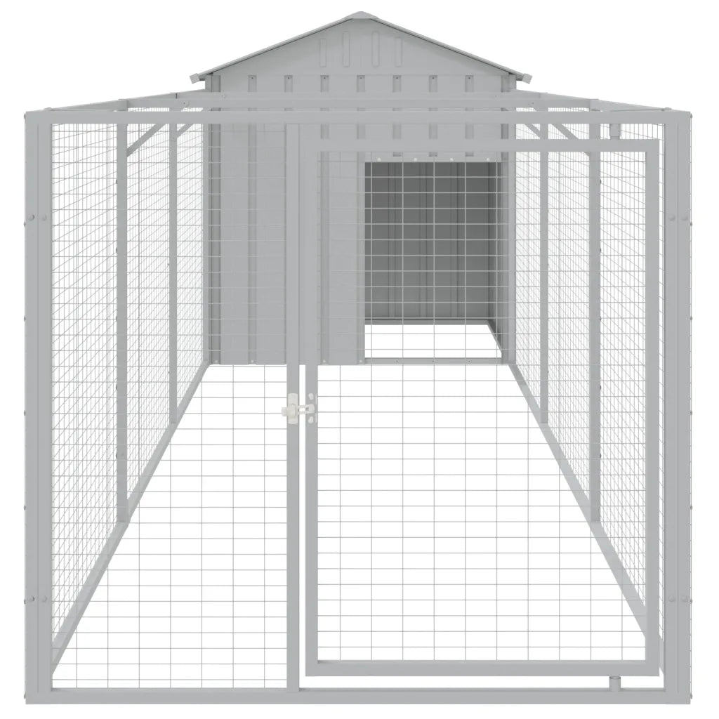 Casetta per cani con recinto e tetto 117x405x123 cm acciaio zincato