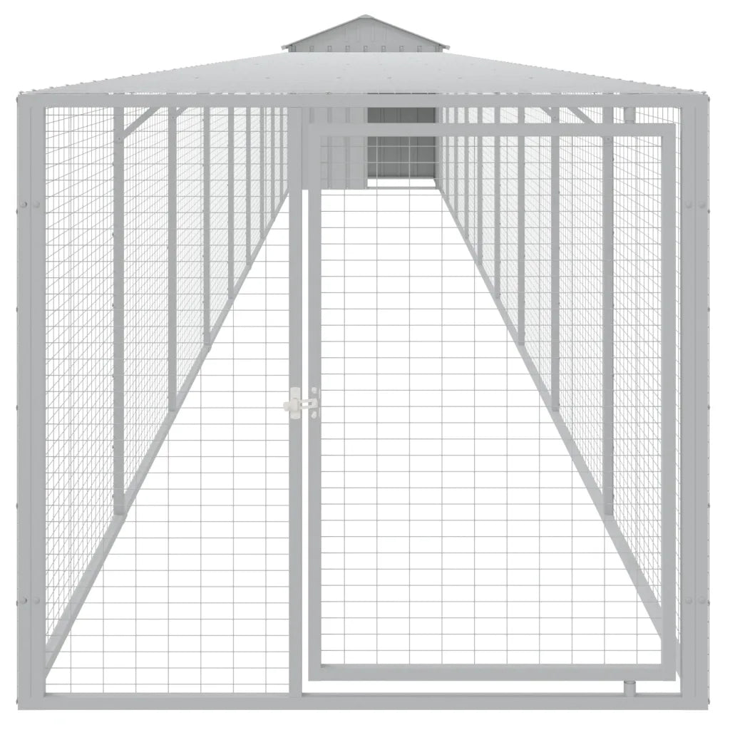 Pollaio con area corsa 117x1017x123 cm acciaio zincato