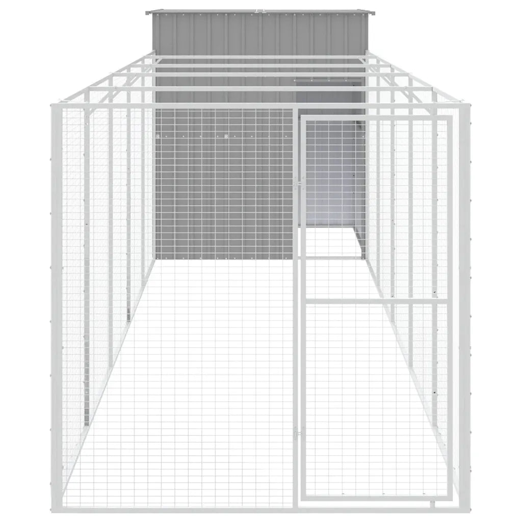 Pollaio con area corsa 165x659x181 cm in acciaio zincato