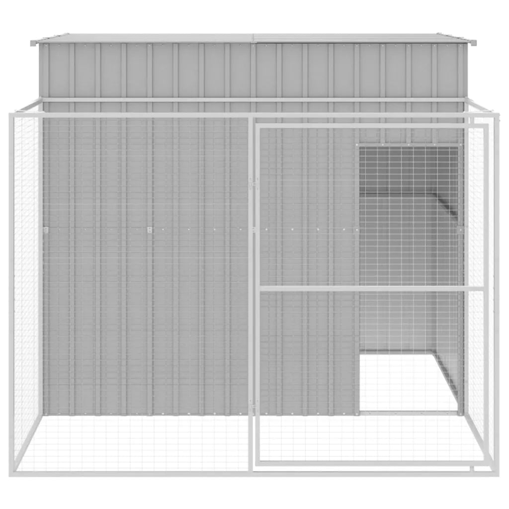 Casetta per cani con corsa 214x253x181 cm in acciaio zincato