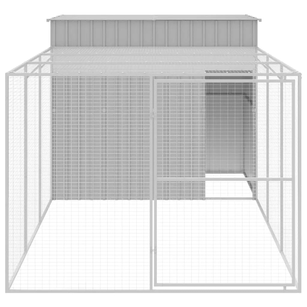 Casetta per cani con recinto 214x457x181 cm acciaio zincato