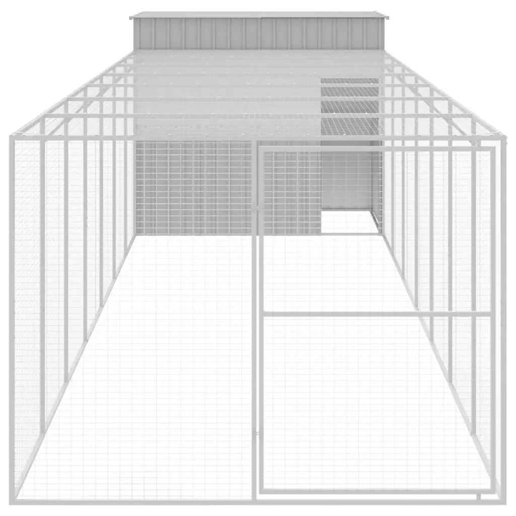 Casetta per cani con corsa 214x865x181 cm in acciaio zincato