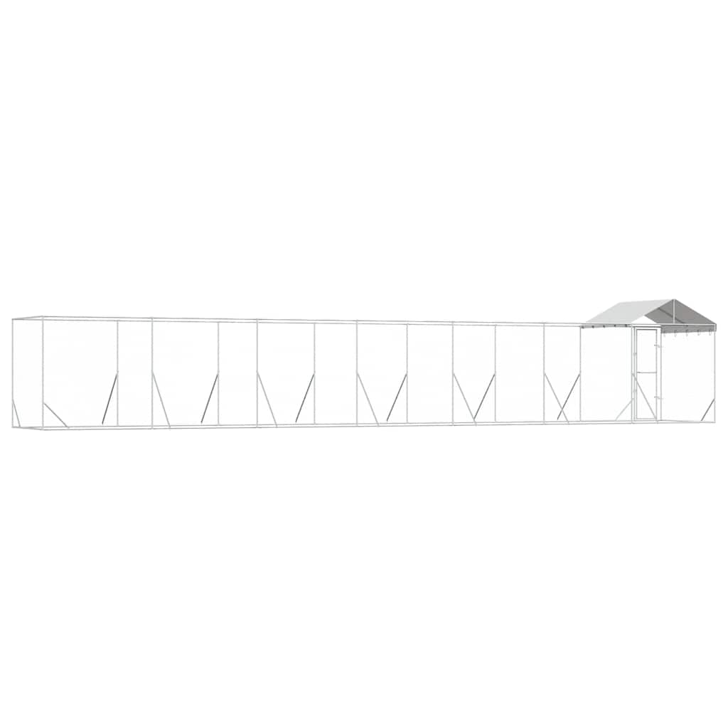 Cuccia Cani da Esterno Tetto Argento 14x2x2,5 m Acciaio Zincato
