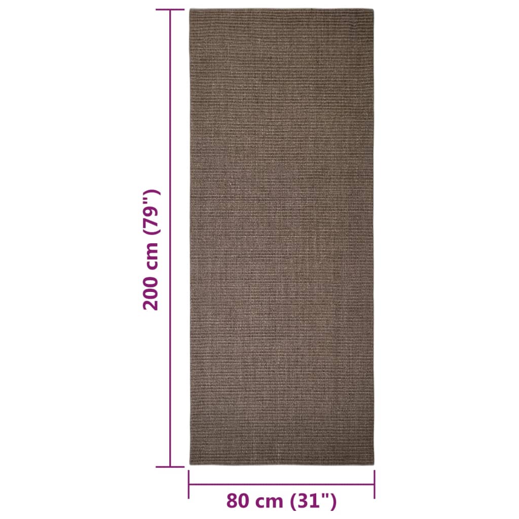 Tappeto in Sisal per Tiragraffi Marrone 80x200 cm