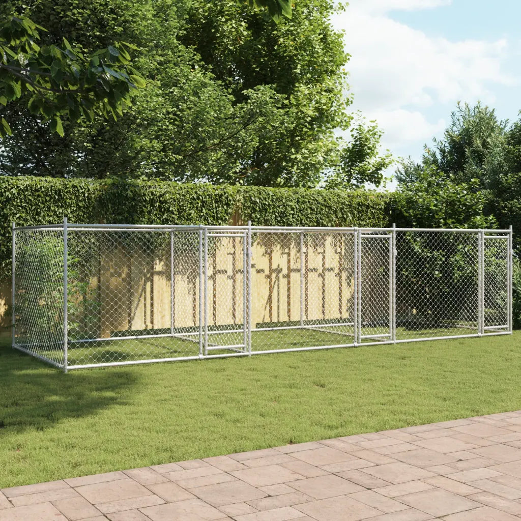 Cuccia per cani da esterno con recinto 6x2x1,5 m acciaio zincato