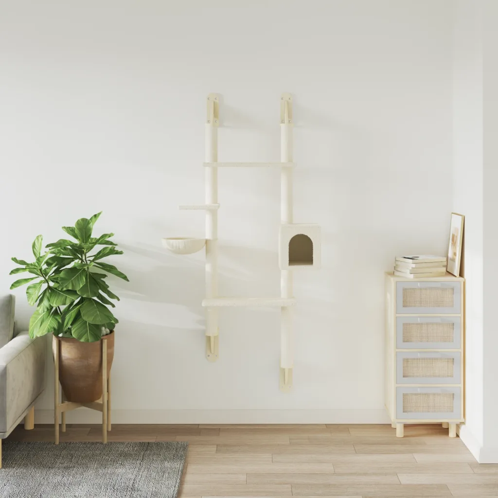 Albero per gatti a parete con tiragraffi 79,5x35x180 cm
