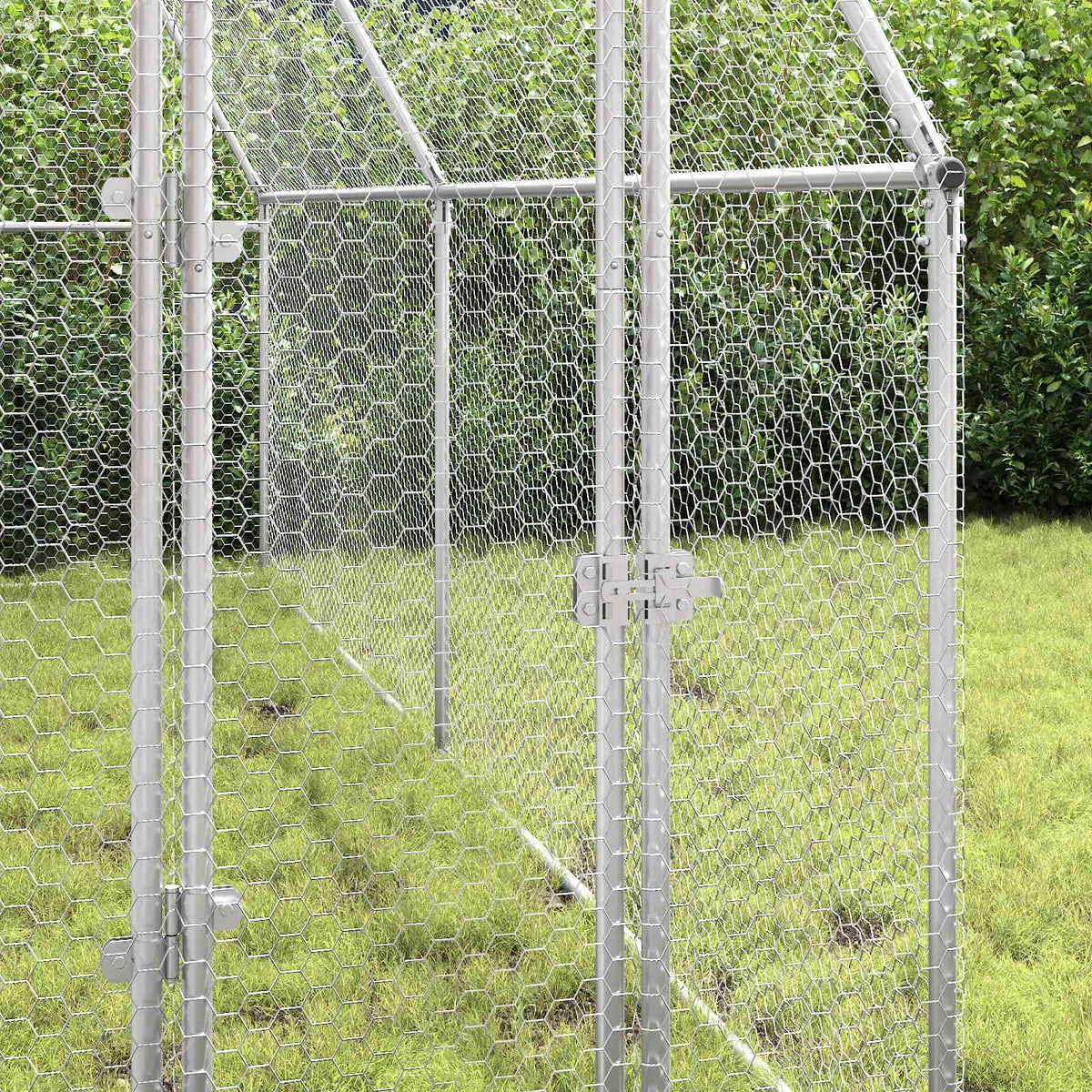 Gabbia per Polli Argento 400x100x190 cm in Acciaio Zincato