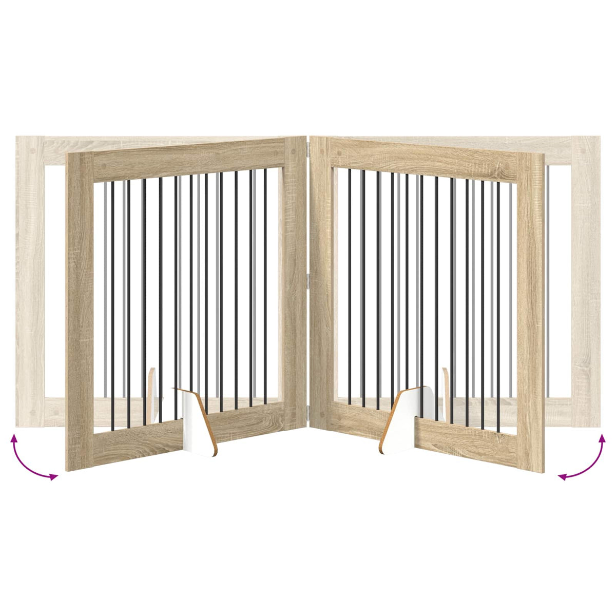 Cancello per cani pieghevole con supporti 4 pz Rovere Sonoma