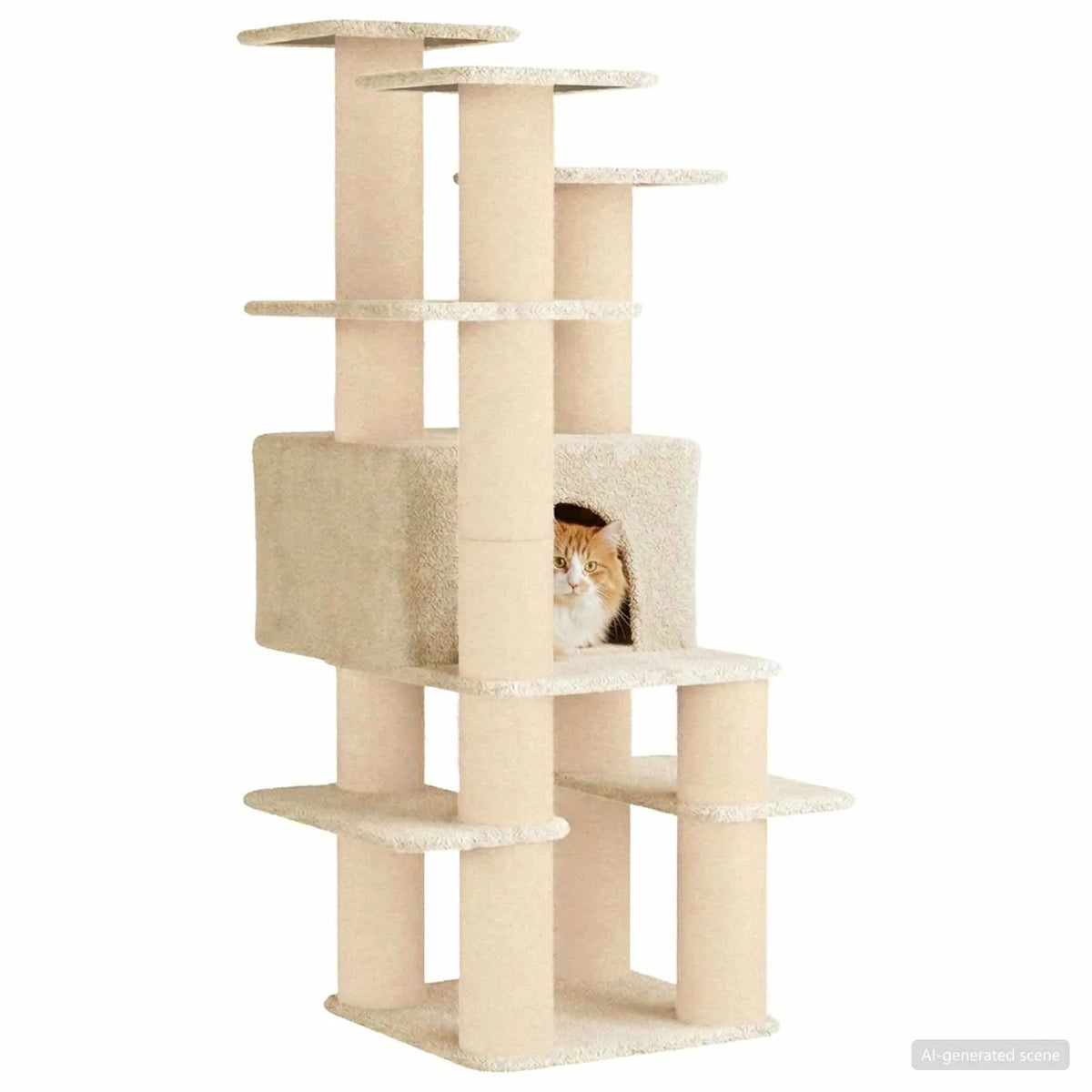 Albero per gatti con pali in sisal 82x82x161 cm