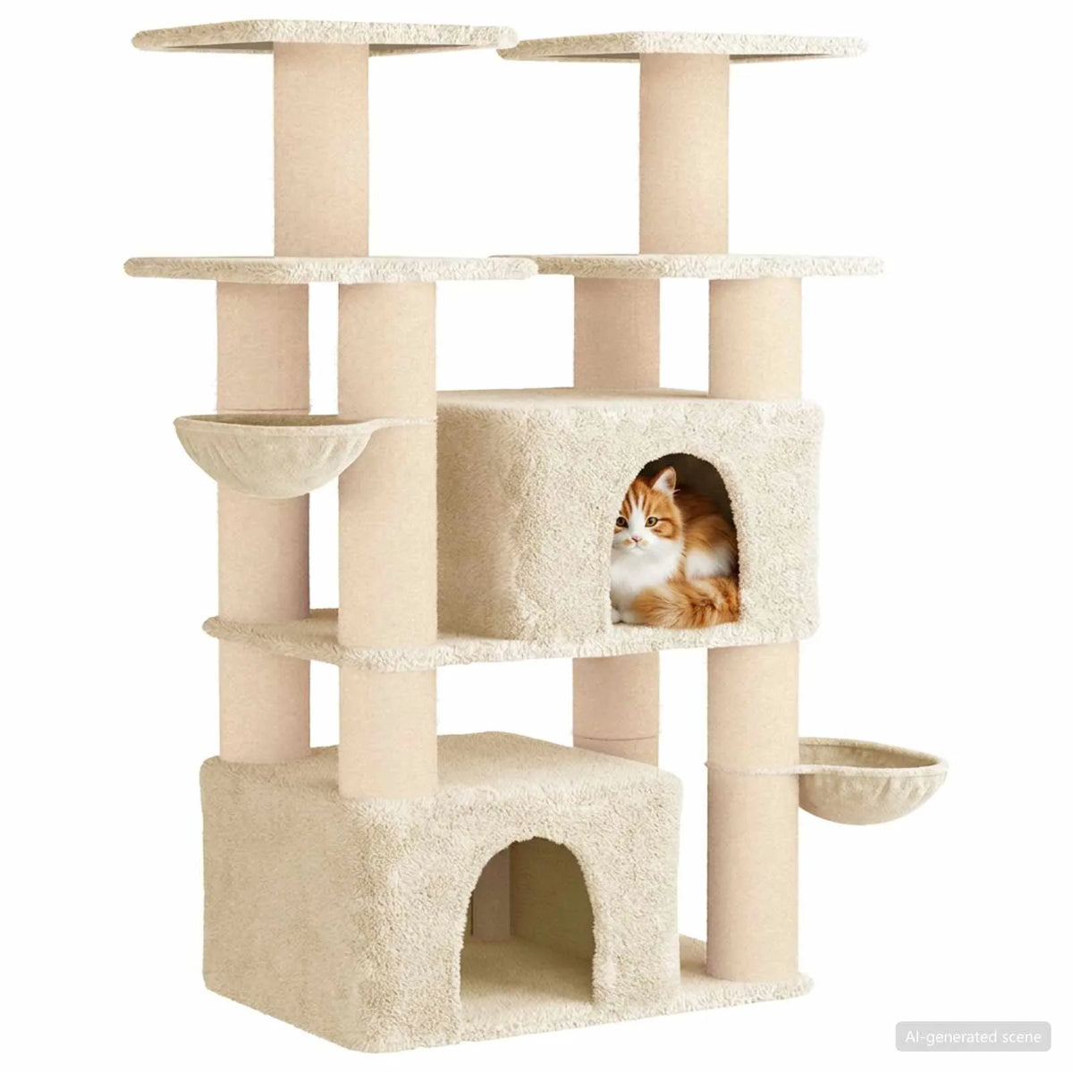Albero per gatti con pali in sisal 81,5 x 56 x 147 cm