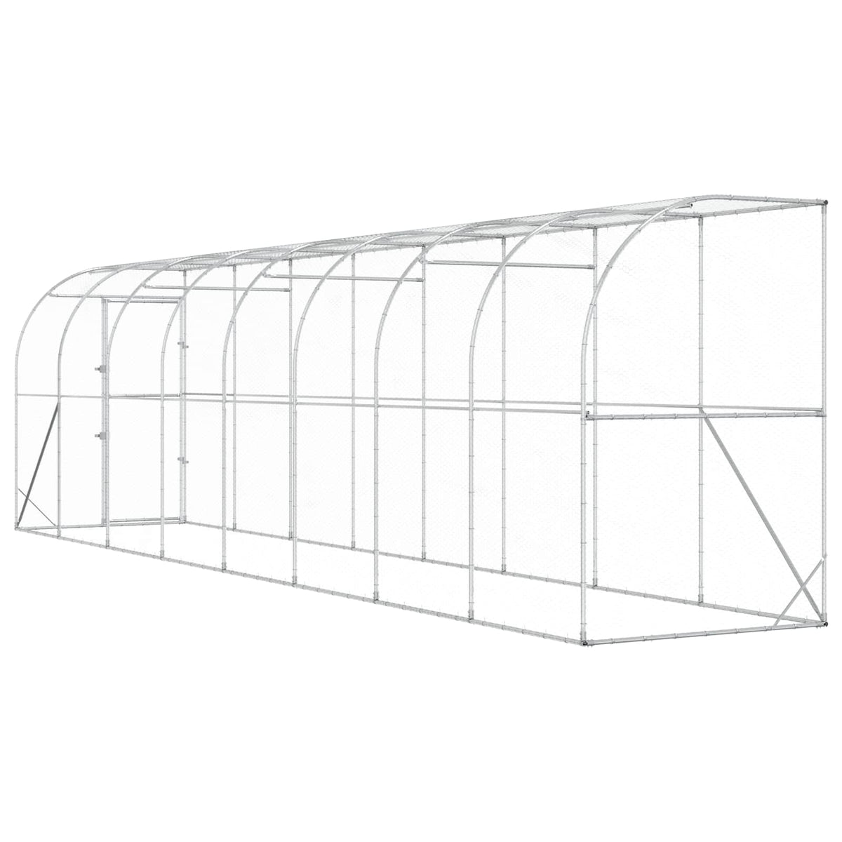 Gabbia per Polli Contro il Muro Argento 600 x 150 x 215 cm