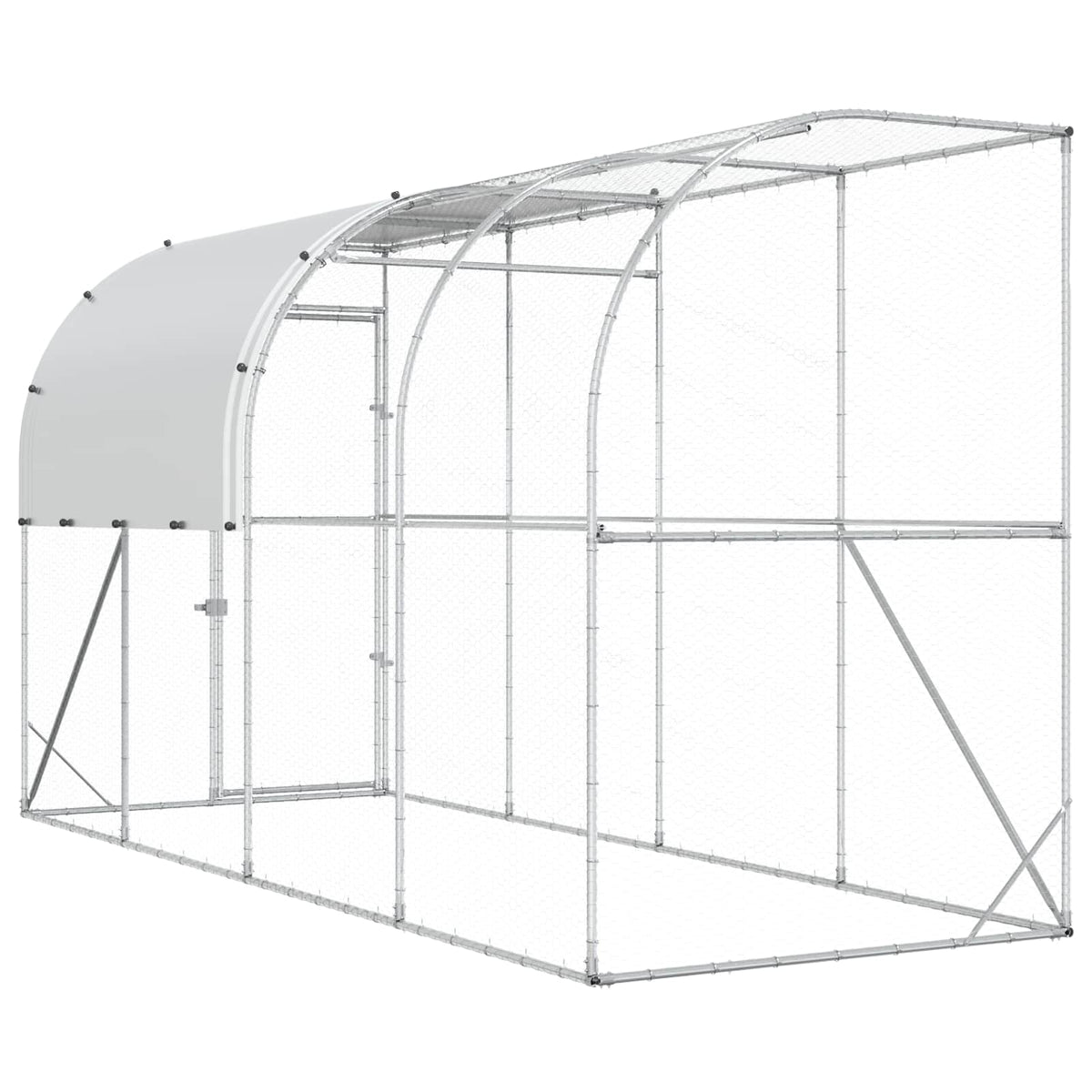 Gabbia per Polli Contro il Muro Argento 400 x 100 x 215 cm