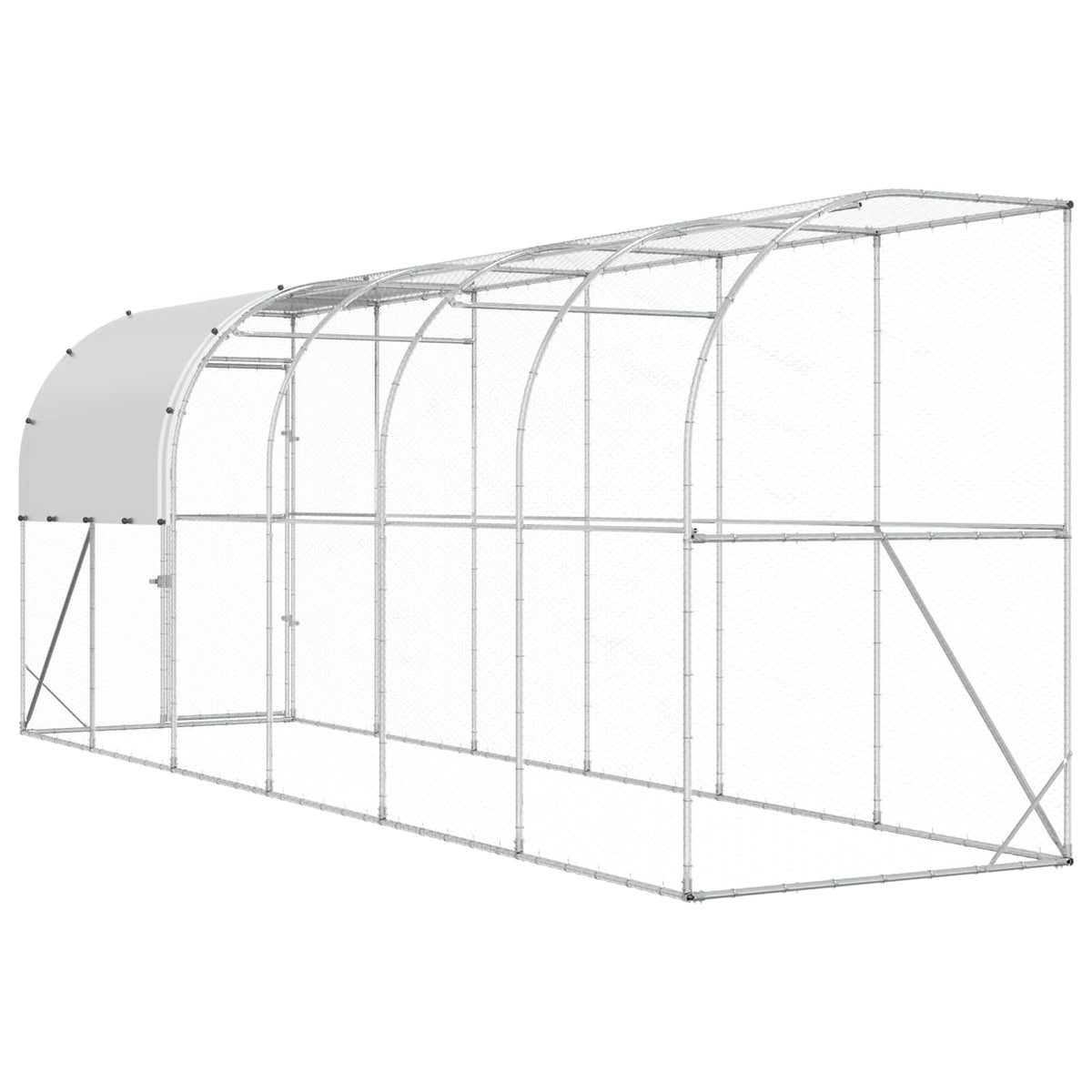 Gabbia per Polli Contro il Muro Argento 600 x 100 x 215 cm