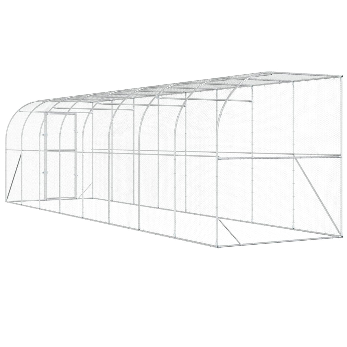 Gabbia per Polli Contro il Muro Argento 600 x 150 x 215 cm