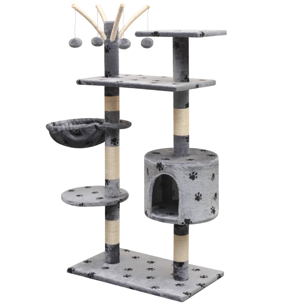 Albero per Gatti Tiragraffi Sisal 125 cm Zampe Stampate