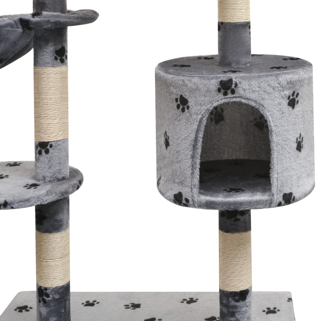 Albero per Gatti Tiragraffi Sisal 125 cm Zampe Stampate
