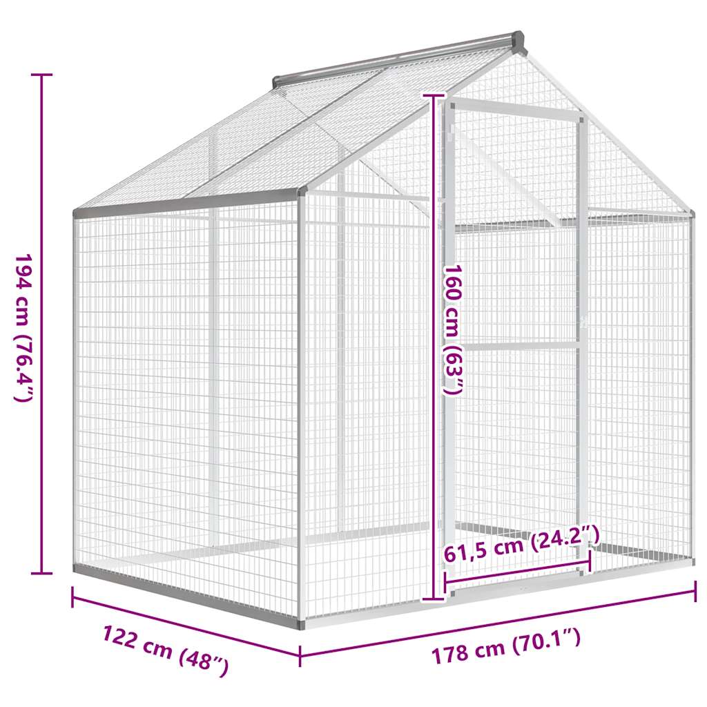 Voliera da Giardino in Alluminio 178x122x194 cm