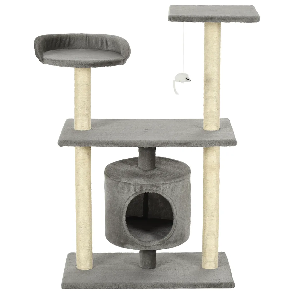 Albero per gatti tiragraffi sisal 95 cm con casetta e zampe stampate