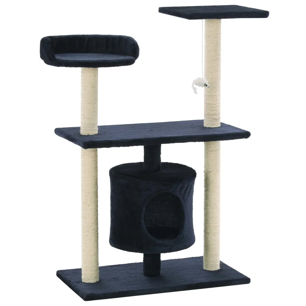 Albero per gatti tiragraffi sisal 95 cm con casetta e zampe stampate