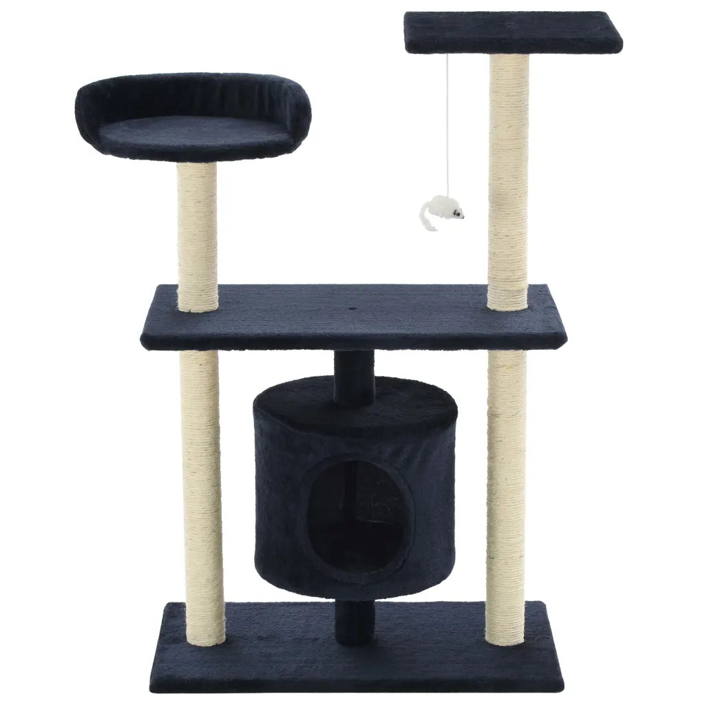 Albero per gatti tiragraffi sisal 95 cm con casetta e zampe stampate