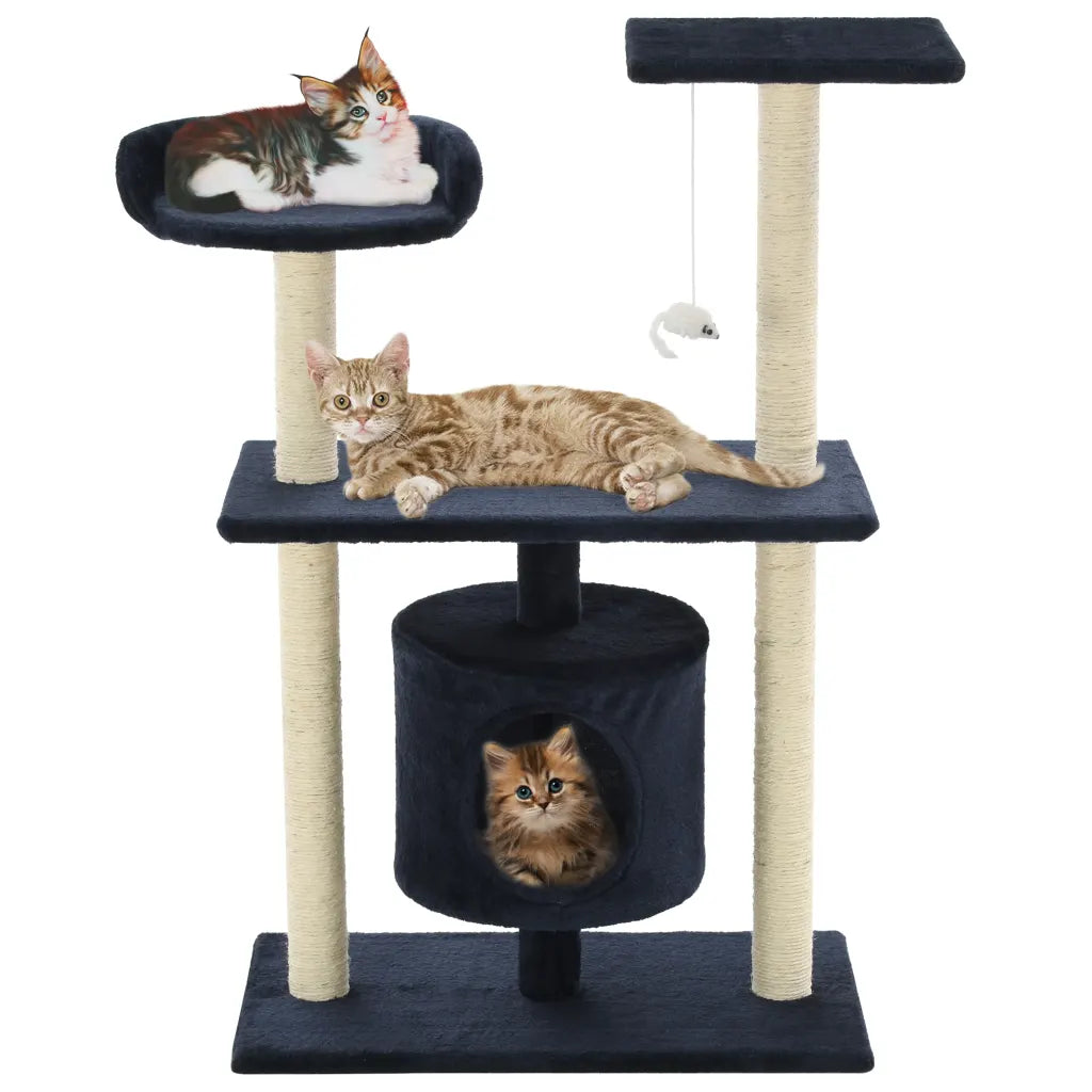 Albero per gatti tiragraffi sisal 95 cm con casetta e zampe stampate