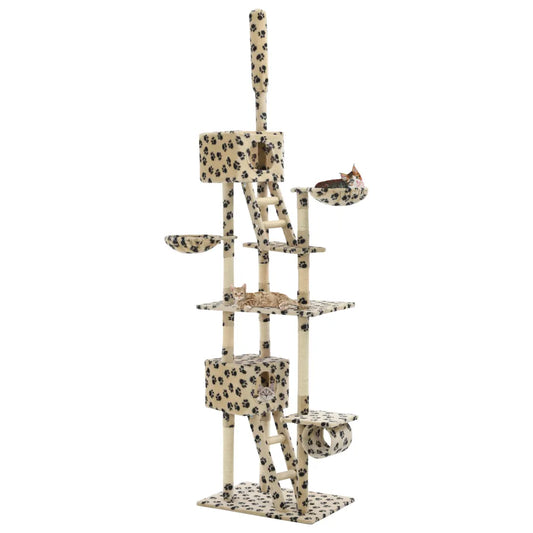 Albero per gatti e tiragraffi in sisal 230-260 cm con zampe stampate