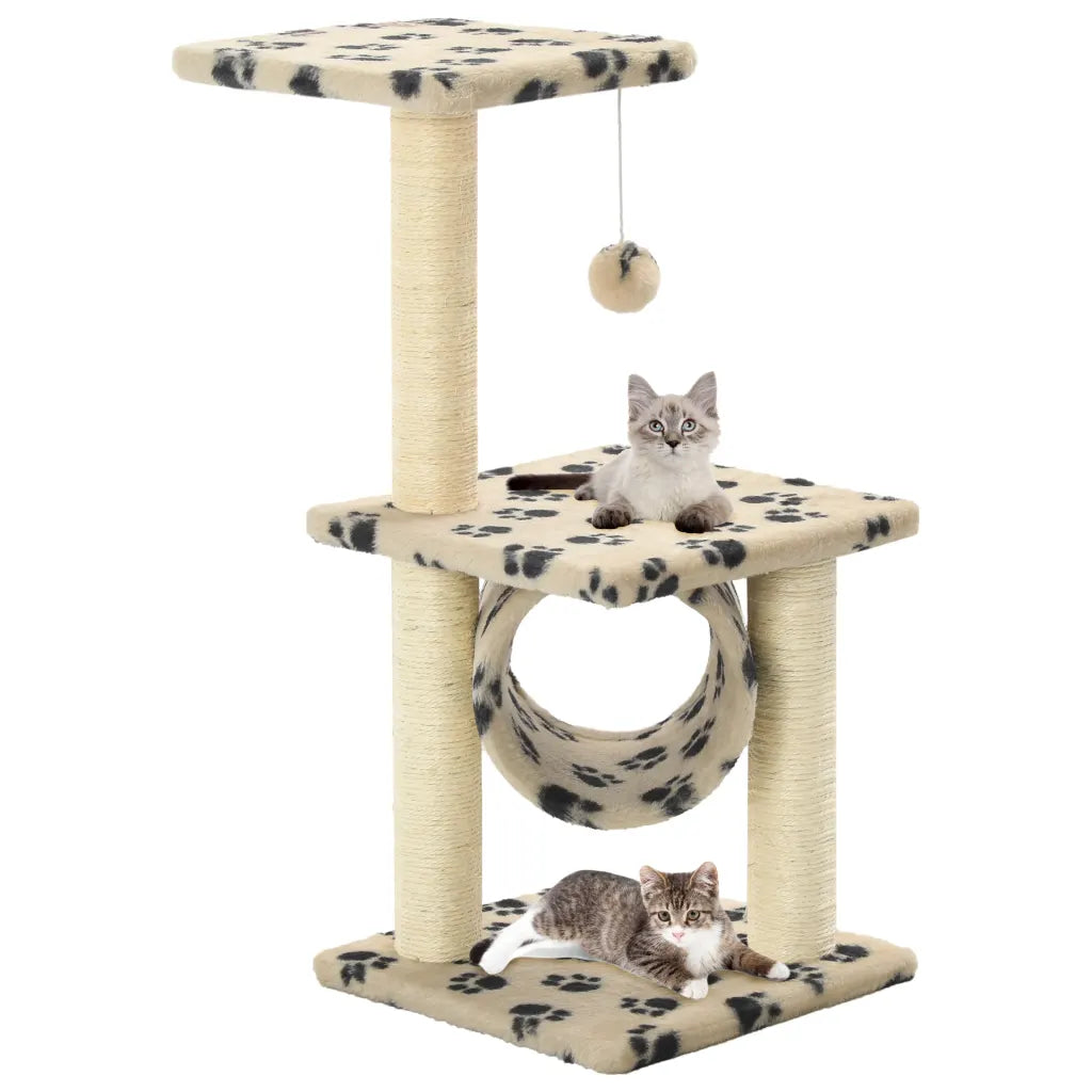 Albero per gatti tiragraffi sisal 65 cm con zampe stampate