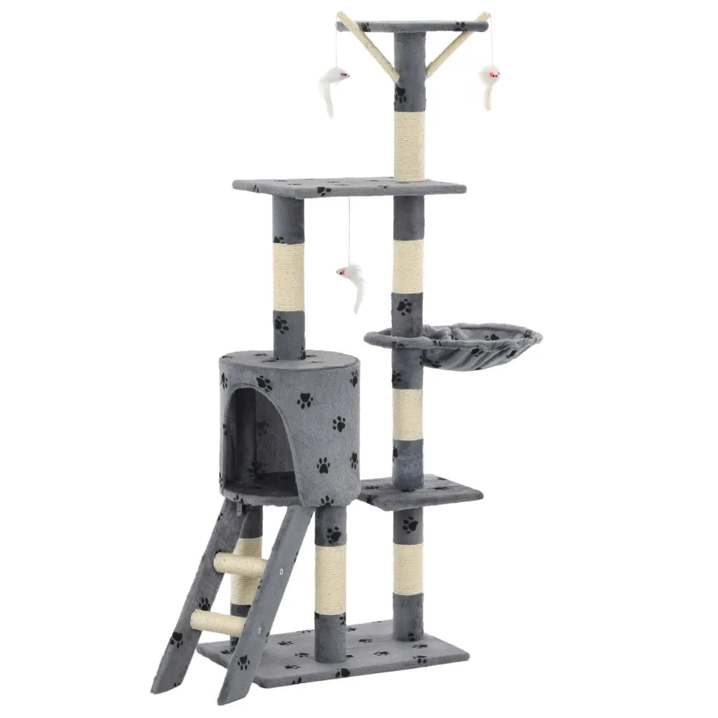 Albero per gatti e tiragraffi in sisal 138 cm con stampa di zampe