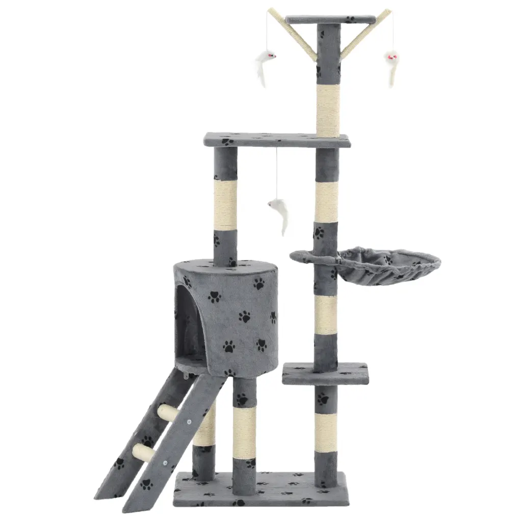 Albero per gatti e tiragraffi in sisal 138 cm con stampa di zampe