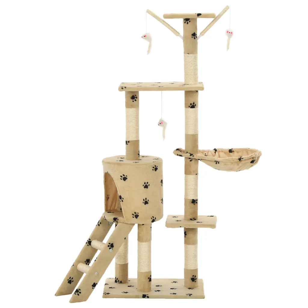 Albero per gatti e tiragraffi in sisal 138 cm con stampa di zampe